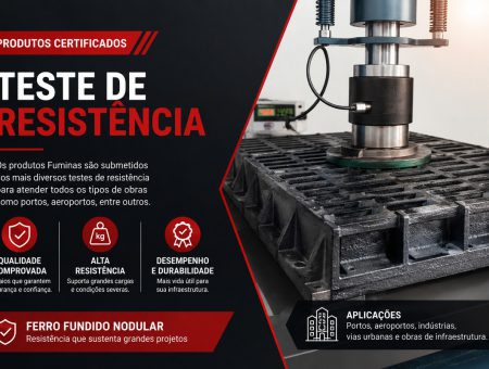 Teste de Resistência em Produtos de Ferro Fundido para Obras de Infraestrutura